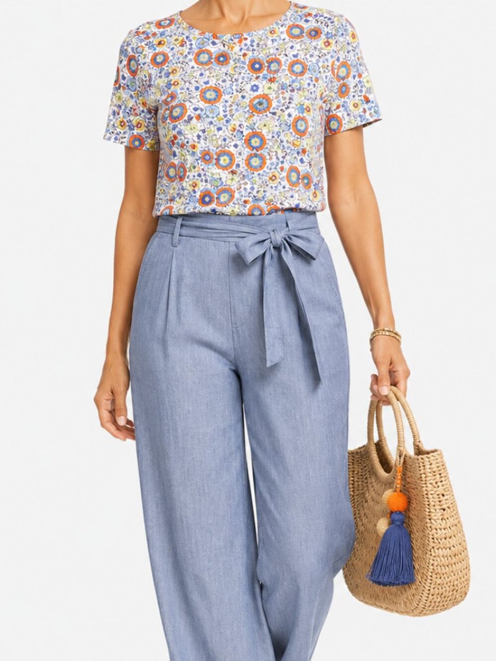 The Talbots Tee | Pink Multi Colored Floral Print Short Sleeve Top [size Mp]